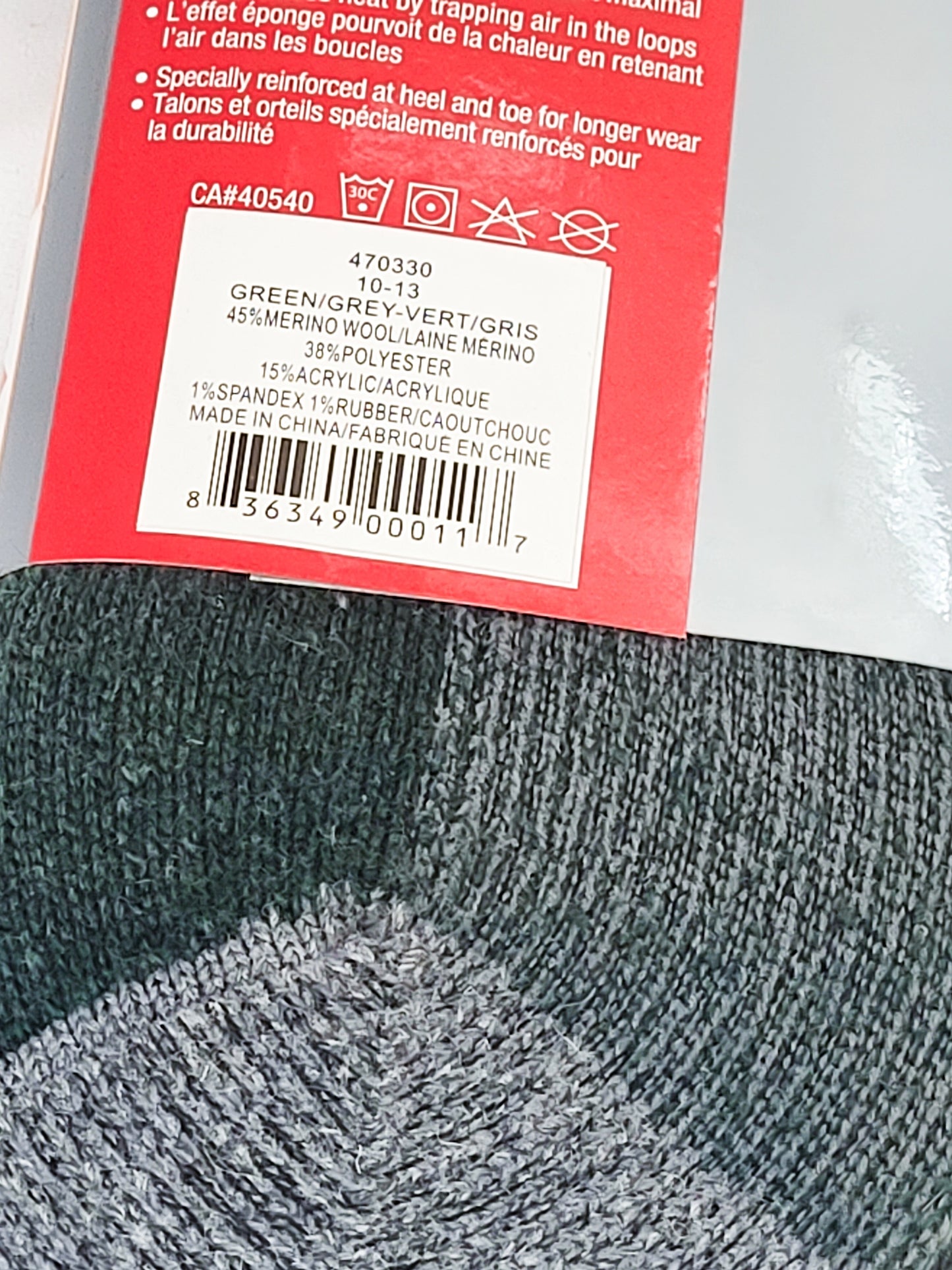 45% Merino Wool thermal sock assorted colors