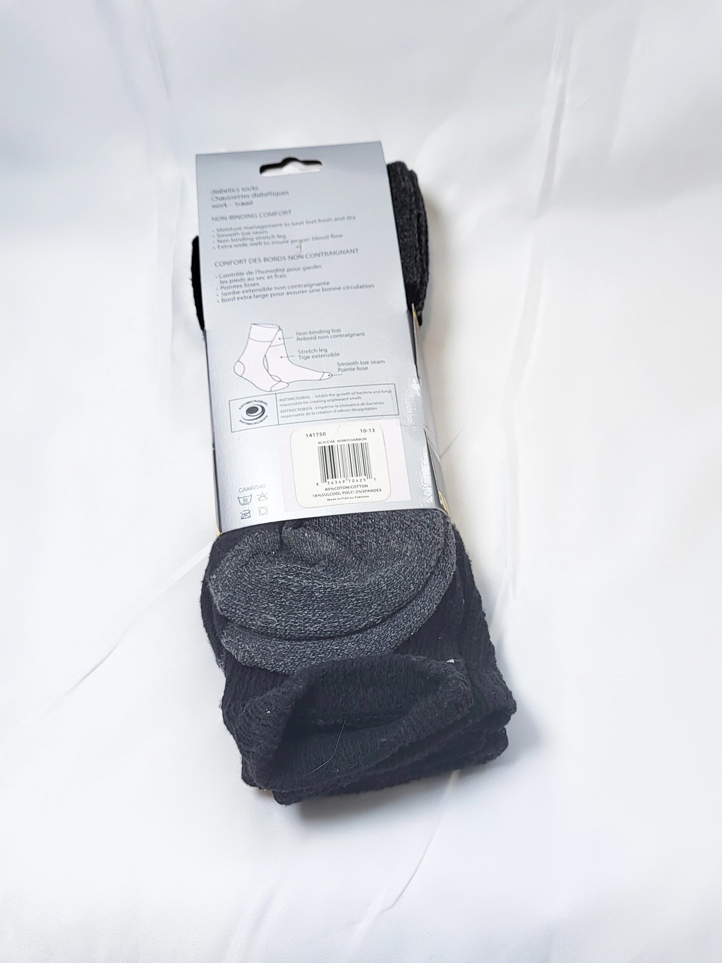 80% Cotton Diabetic Work Socks, 2 pairs per pack