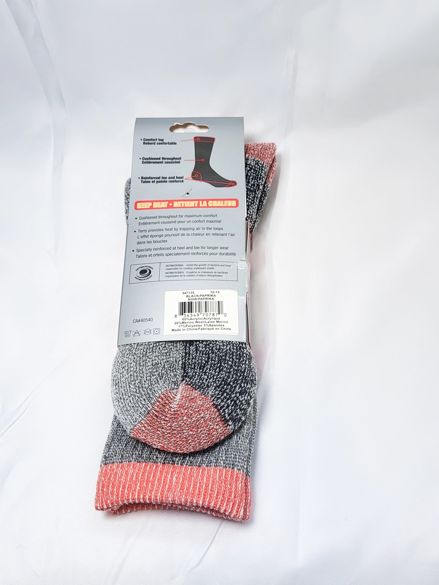 20% Merino Wool thermal sock, assorted colors