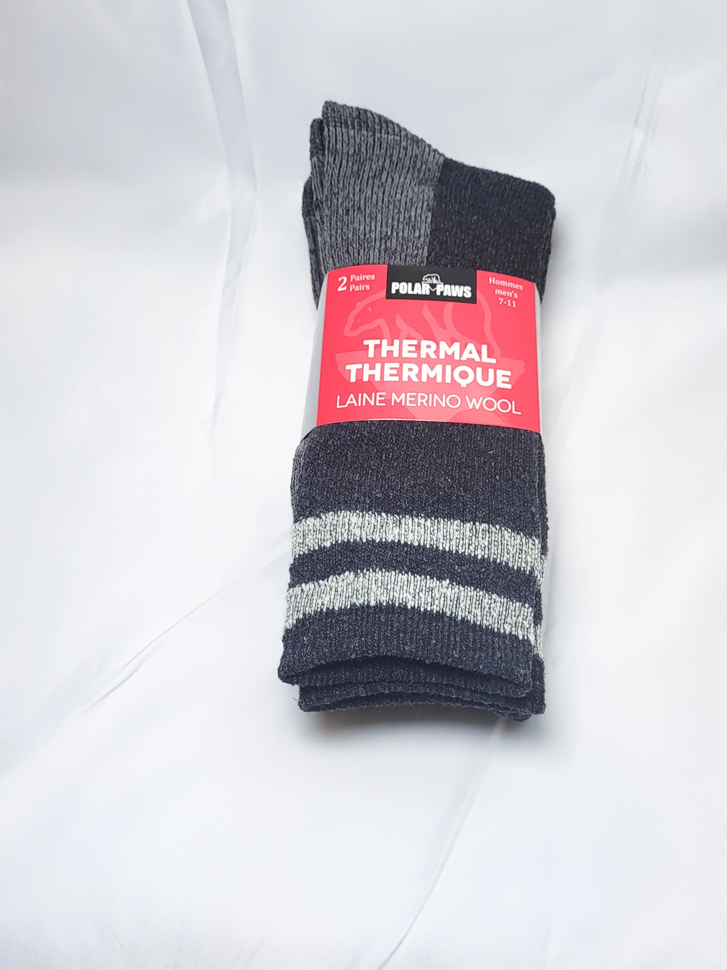 35% Merino Wool thermal sock, 2 pairs per pack assorted colors