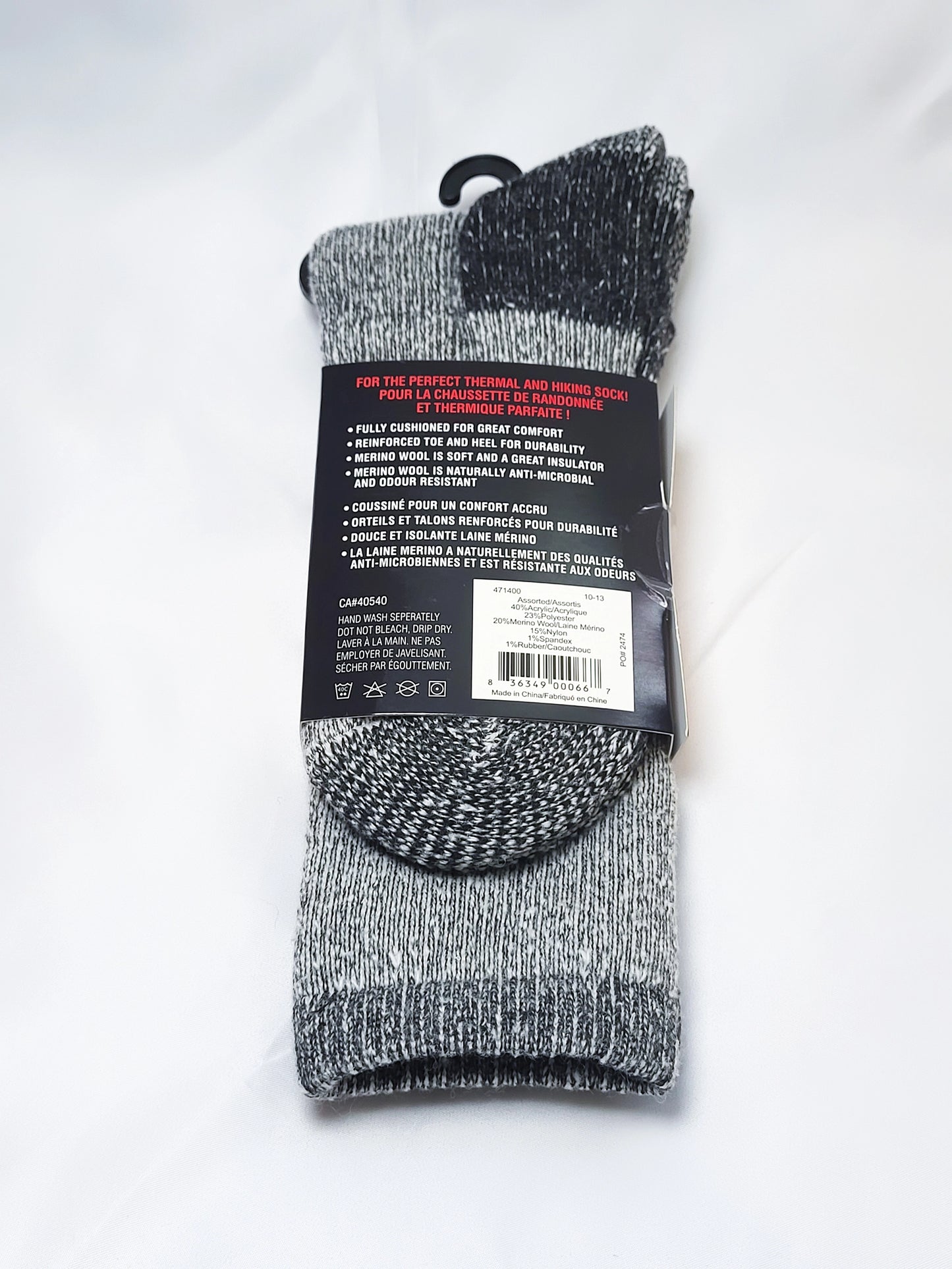 20% Merino Wool thermal sock, assorted colors