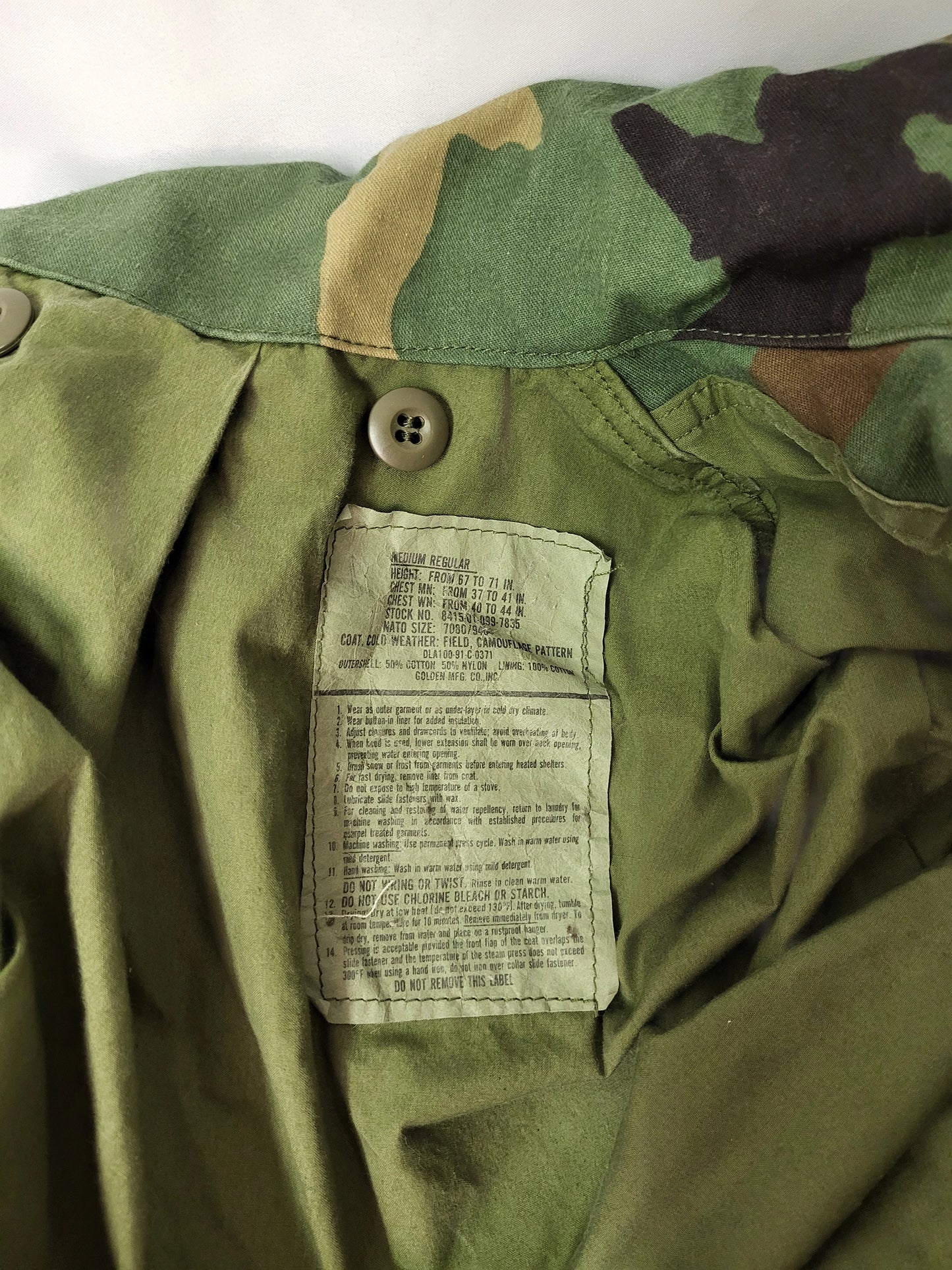 M81 Woodland M-65 combat jacket with liner