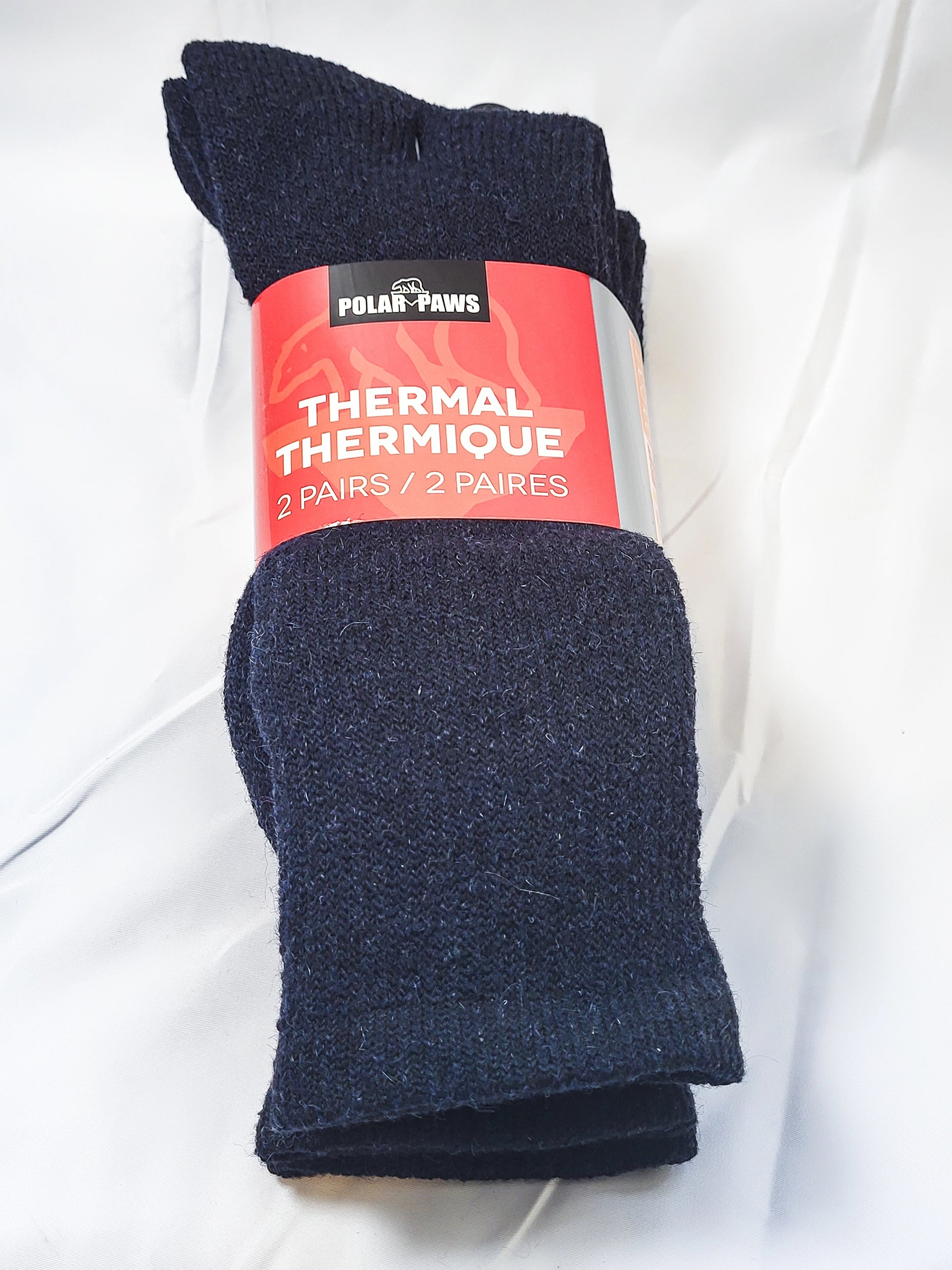 45%  Wool thermal sock, 2 pairs per pack assorted colors
