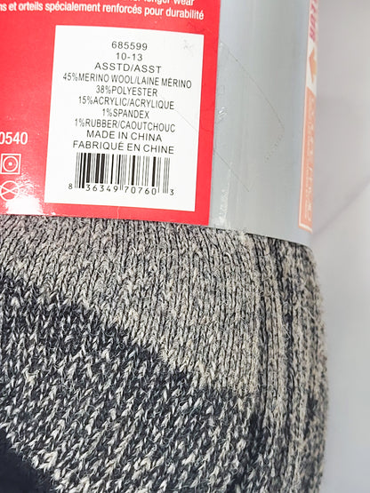 45% Merino Wool thermal sock, 2 pairs per pack assorted colors