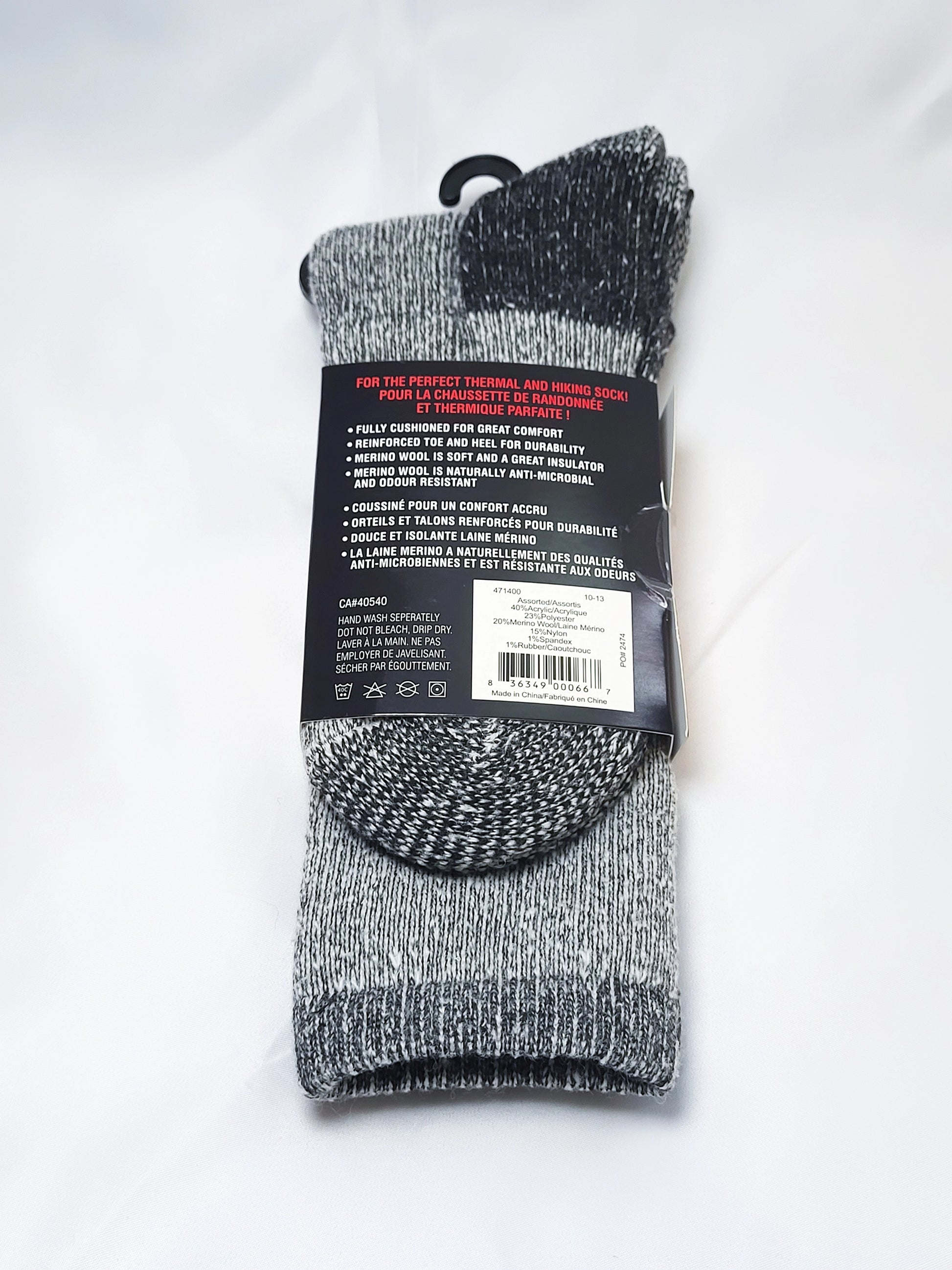 20% Merino Wool thermal sock, assorted colors